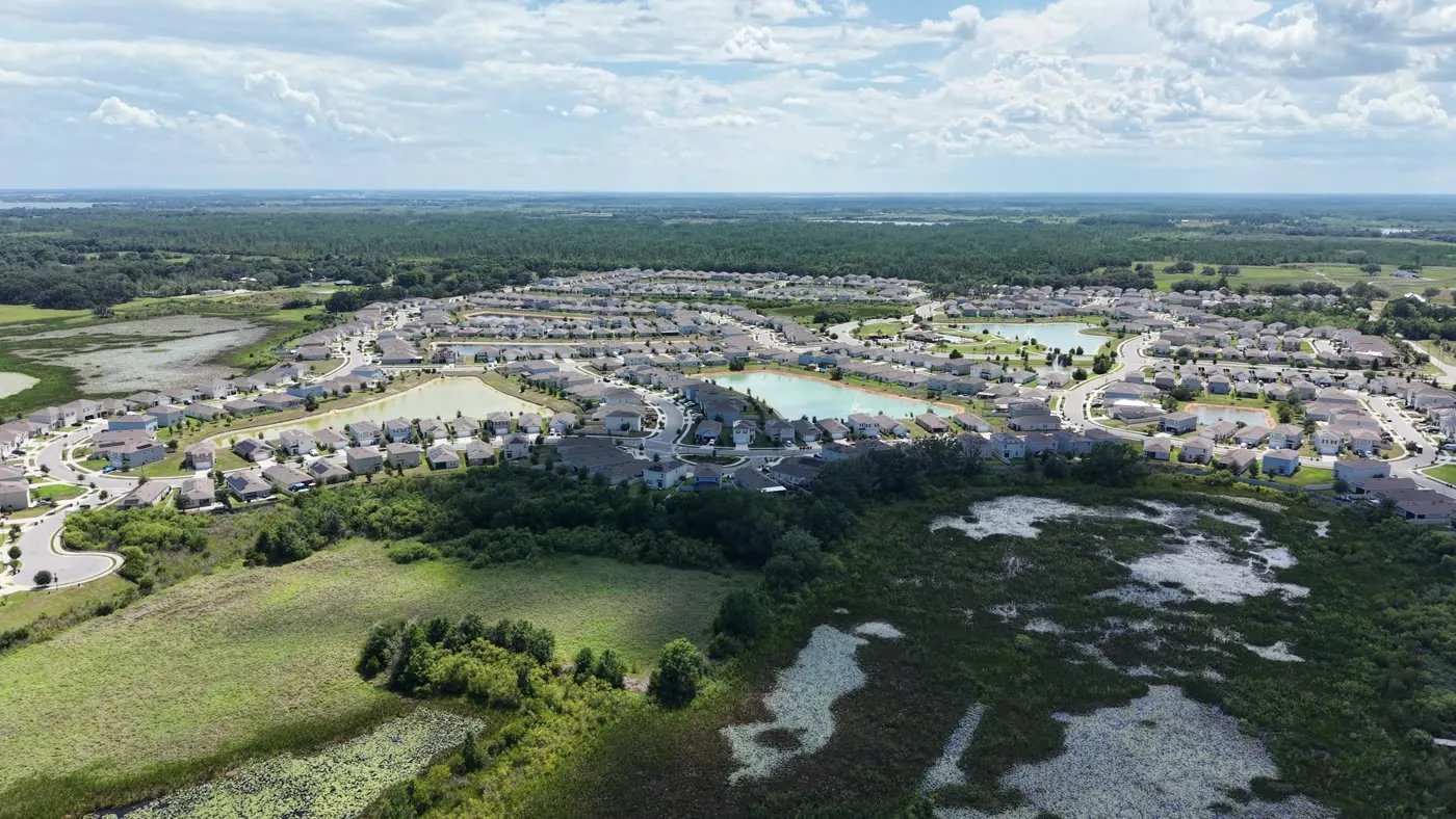 Aerial view over the Charles Cove neighborhood in Davenport, Florida